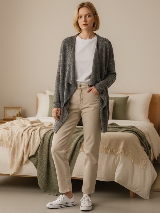Barefoot Dreams Sweaters - Barefoot Dreams Charcoal Open-Front Draped Cardigan
